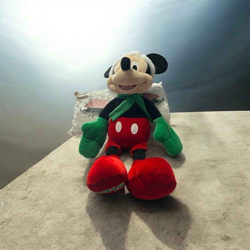 Mickey Mouse Plush Toy - Red & Green Holiday Edition 2015 New 22”